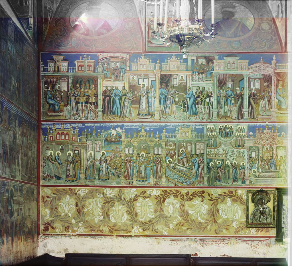 Ярославль. Одна из фресок в церкви Иоанна Златоуста (левая стена). 1911 год.