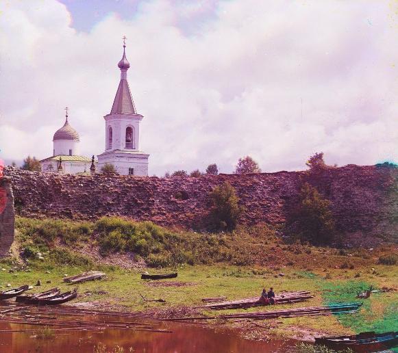 Старая Ладога. Вид на церковь Св. Георгия. 1909 год.