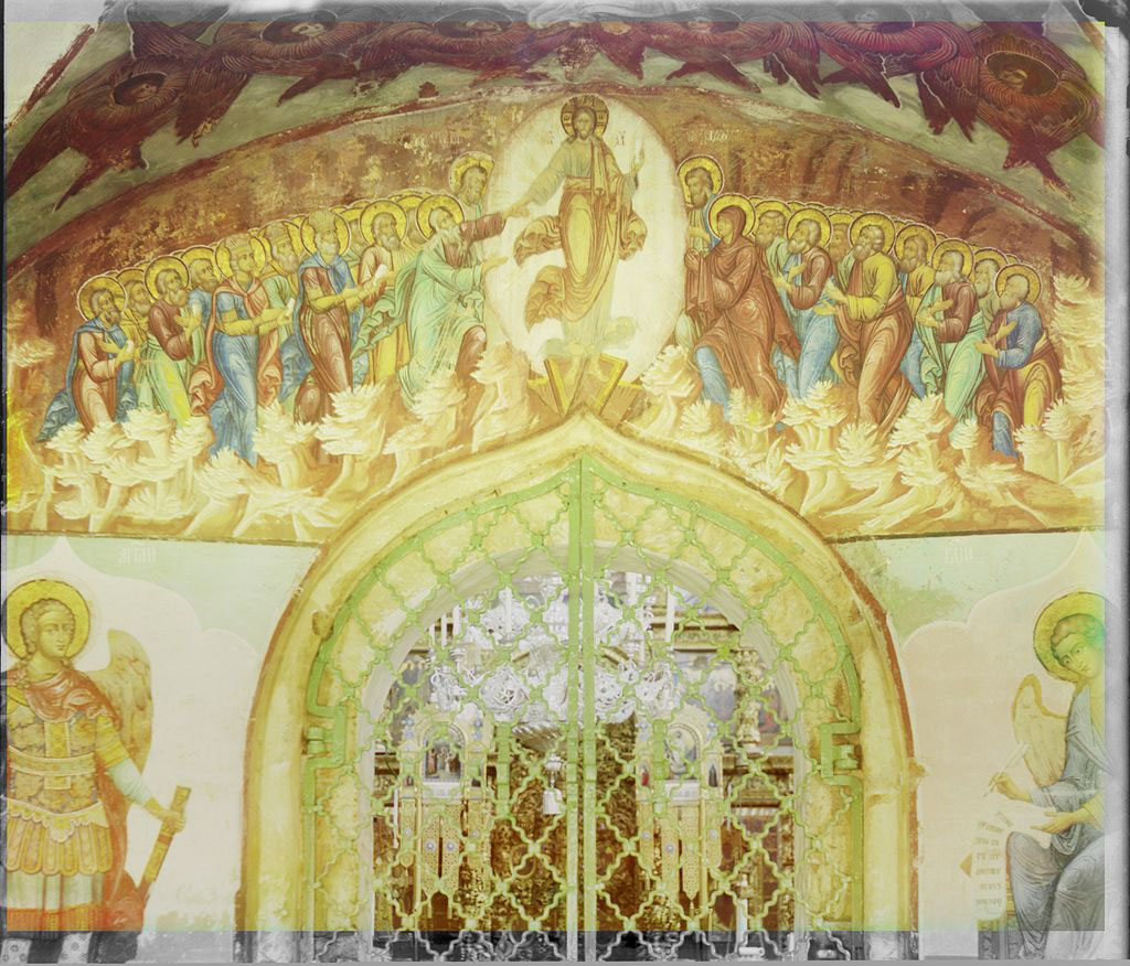 Ярославль. Фреска над входом в Церковь [Иоанна Златоуста] с паперти (галерея). 1911 год.