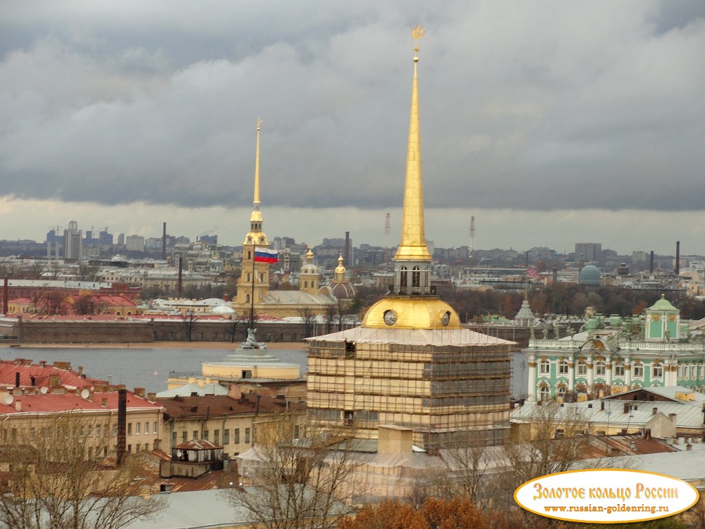 Исаакиевский собор. Шпили Адмиралтейства и Петропавловского собора