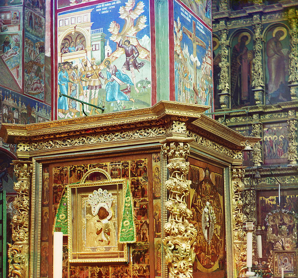 Ростов Великий. Фреска на колонке в церкви Иоанна Златоуста. 1911 год.